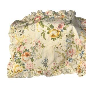 Ralph Lauren shabby chic cabbage rose THREE ruffle pillow shams